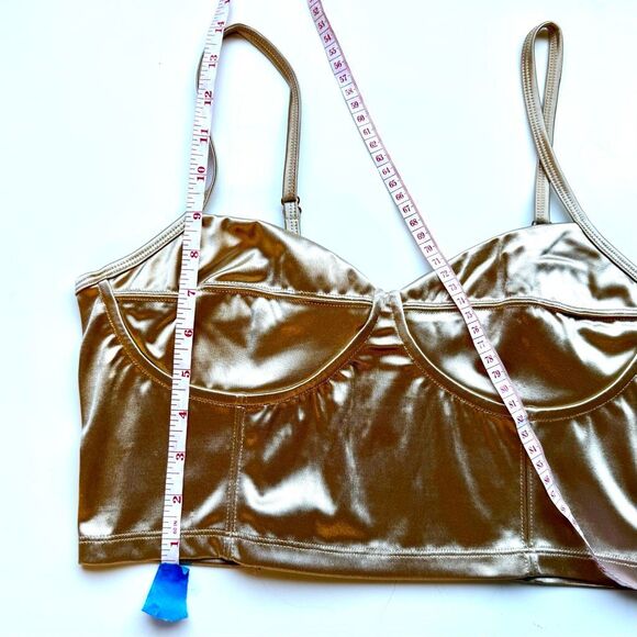 NWT Free People Casino Royal underwire satin top in latte gold color  Size L - Picture 8 of 10